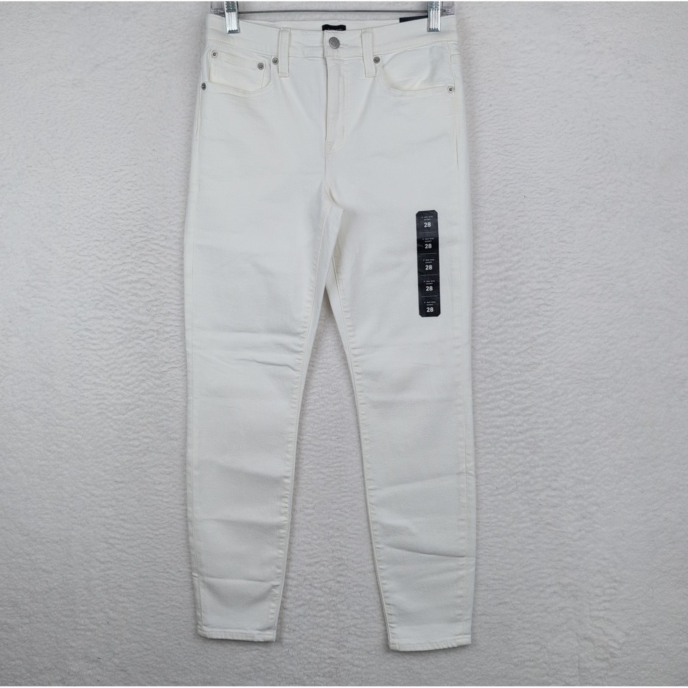 NWT J Crew 9" Mid Rise Skinny‎ Jeans Women's 28 Stretch White Denim